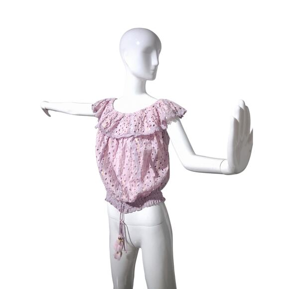 Barok Paris Women's XL Whimsical Fairycore  Eyelet Lace  Crochet Romantic Top - Picture 4 of 15